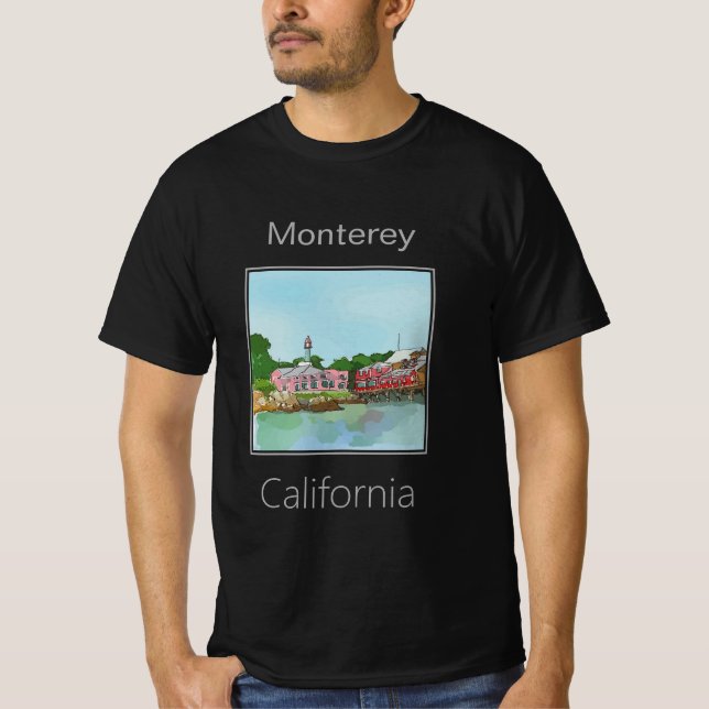 Camiseta Restaurantes em Pilings, Monterey Bay, Califórnia (Frente)