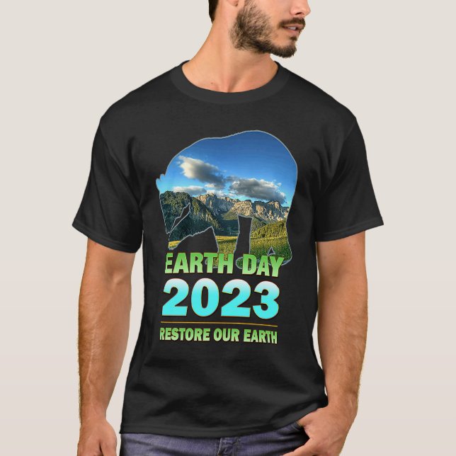 Camiseta Restaure a Terra para a celebração do Dia da Terra (Frente)