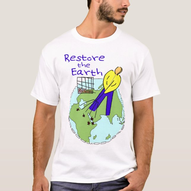 Camiseta Restaure o Tshirt da terra (Frente)