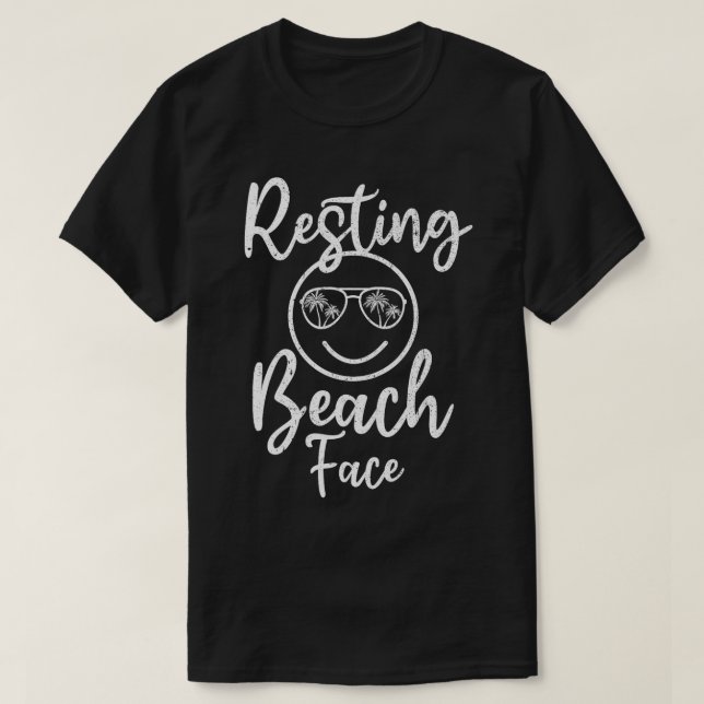 Camiseta Resting Beach Face Summer Viagem Engraçado Verão (Frente do Design)