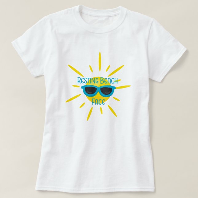 Camiseta Resting Beach Face Sunglass on Sun T-Shirt (Frente do Design)