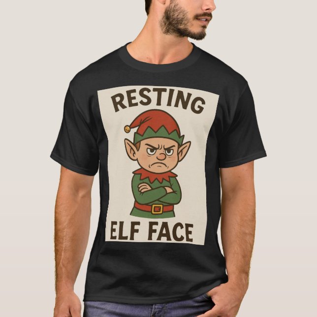 Camiseta Resting Elf Face – Grumpy Holiday Mood (Frente)