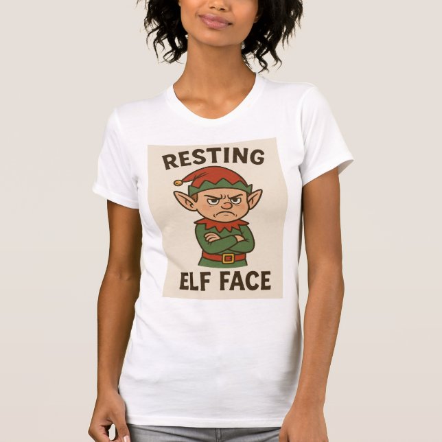 Camiseta Resting Elf Face – Grumpy Holiday Mood (Frente)