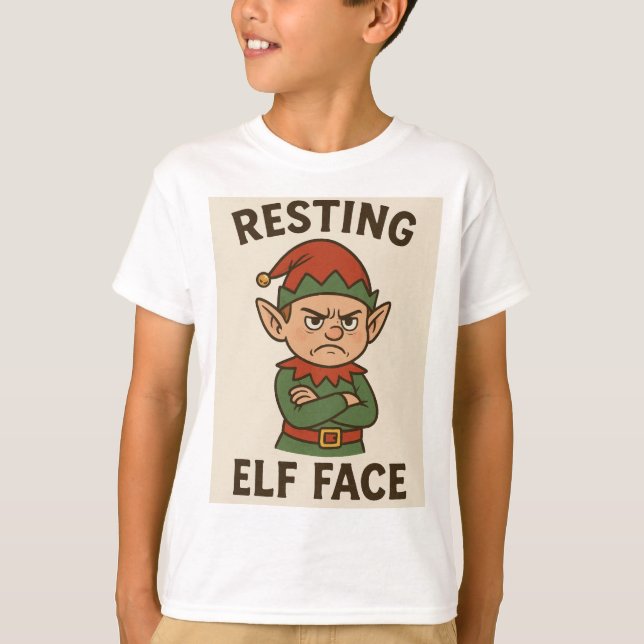 Camiseta Resting Elf Face – Grumpy Holiday Mood (Frente)