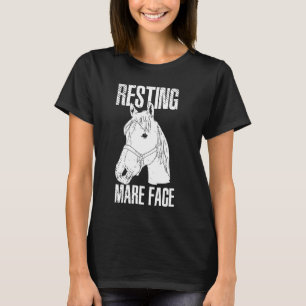 Camiseta Resting Mare Face Cavalo Para Trás Ridiculando Pôs