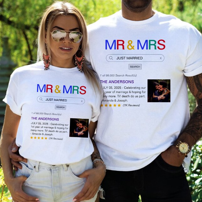 Camiseta Resultado da Pesquisa do Site Sr & Sra Recem casad (Website Search Result Mr & Mrs Just Married T-Shirt
)