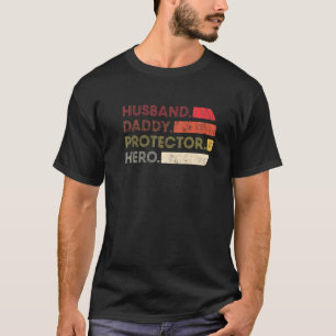 Camiseta Ret Heroico do Protetor de Pais para Marido Mens