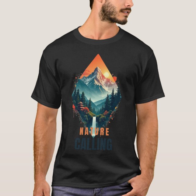 Camiseta Retirada de Montanha: Serenidade e Esplendor da Na (Frente)