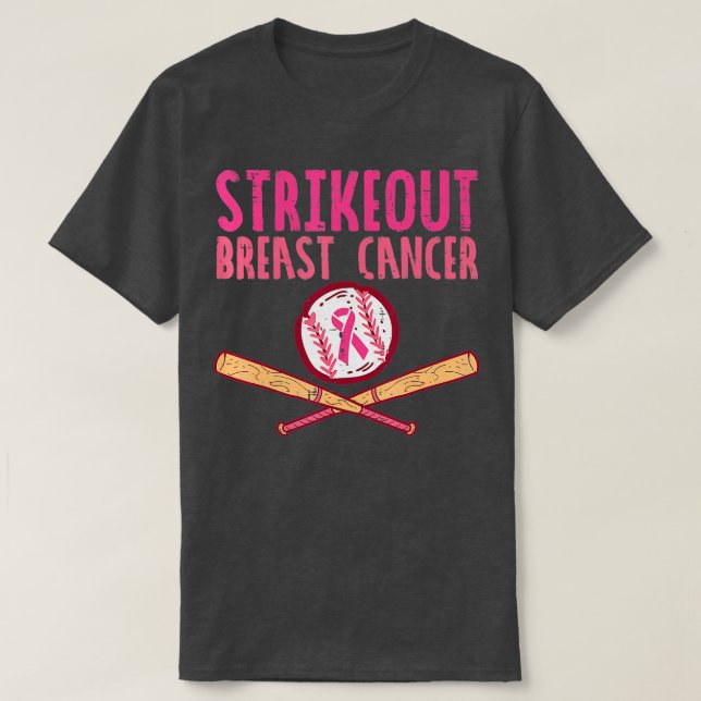 Camiseta Retirar o Cancer de Mama Baseball Combater a Consc (Frente do Design)