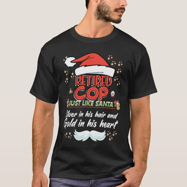 Camiseta Retired Cop Christmas  for Cop Grandpa (Frente)