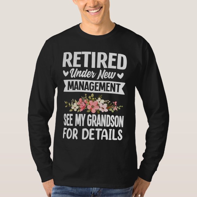 Camiseta Retired under new Management Grandson  Gigi Mimi G (Frente)