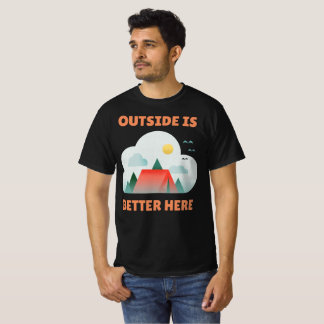 Camiseta Retiro de Acampamento Aqui Fora É Melhor