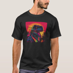 Camiseta Retorna de onda sintética Dinossauro T-Rex Synthwa