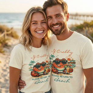 Camiseta Retorno Engraçado de Caranguejo à Praia Piada de C