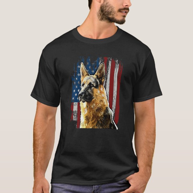 Camiseta Retrai-nos Bandeira German shepherd Cachorro Mãe 4 (Frente)