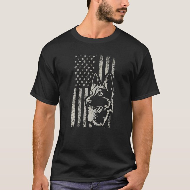 Camiseta Retrai-nos Bandeira German shepherd Cachorro Mãe 4 (Frente)