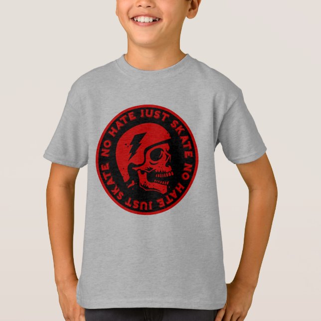 Camiseta Retrair sem ódio Apenas o crânio do Skate (Frente)