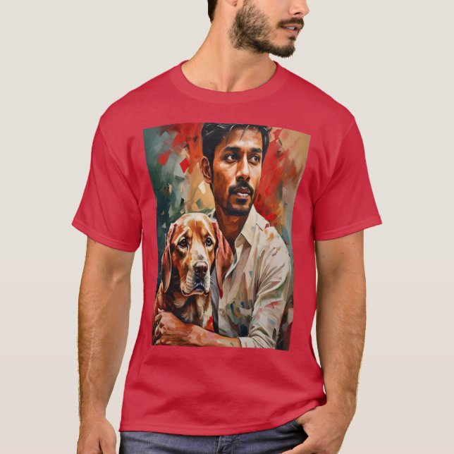Camiseta Retrato abstrato com cores vibrantes (Frente)