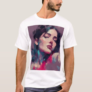 Camiseta Retrato Abstrato de Luz Neon