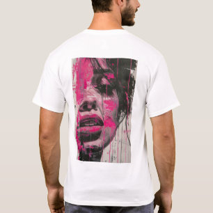 Camiseta Retrato abstrato de uma Mulher - Preto, Branco, Ro