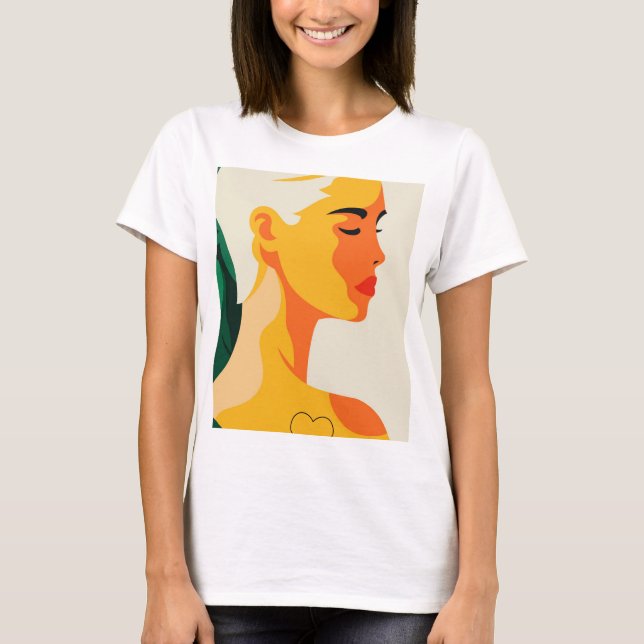 Camiseta Retrato Abstrato moderno feminino (Frente)