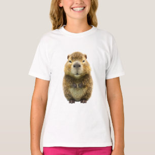 Camiseta Retrato Adorável de Capivara Fofa para Crianças