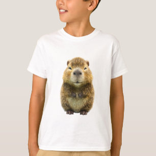 Camiseta Retrato Adorável de Capivara Fofa para Crianças