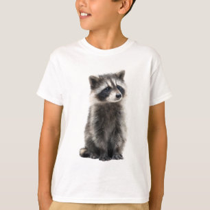 Camiseta Retrato Adorável de um Bebê Guaxinim Fofinho para