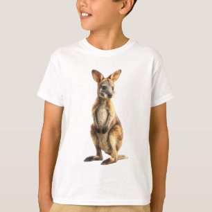 Camiseta Retrato Adorável de Wallaby em Impressão de Arte F