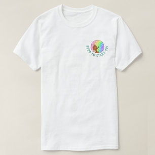 Camiseta Retrato Afro Arco-íris Pastel Groovy Curly Retro