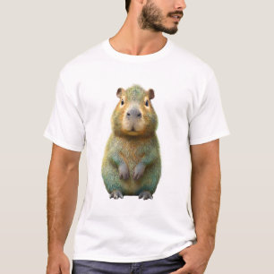 Camiseta Retrato Artístico de Capivara em Cores Vibrantes H