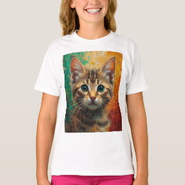 Camiseta Retrato Artístico De Kitten - Pintura A Óleo Vibra
