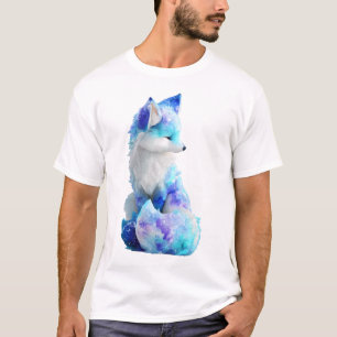 Camiseta Retrato Artístico de Raposa da Galáxia Celestial p