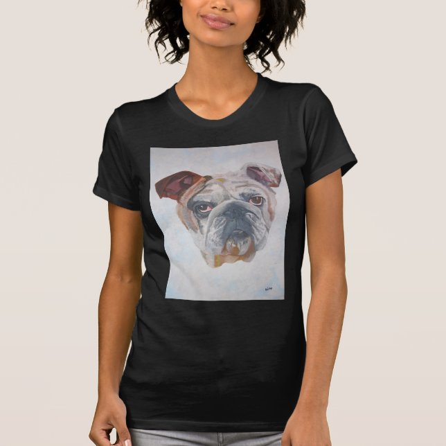 Camiseta Retrato Artístico Do Bulldog Americano (Frente)