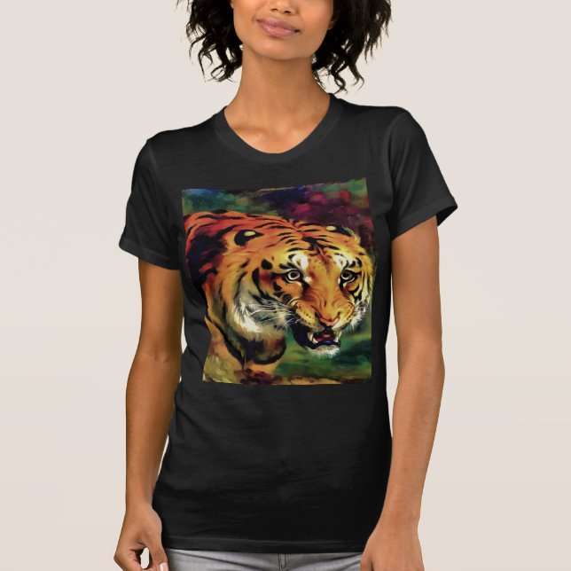 Camiseta Retrato Artístico Snarling Tiger (Frente)