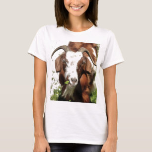 Camiseta Retrato Artístico Whimsical De Um Grazing De Cabra