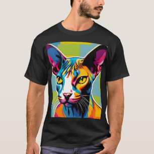 Camiseta Retrato Cat Sphynx Pop Art