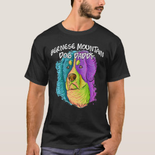 Camiseta Retrato Colorido Bernese Mountain Dog Pai Padre'