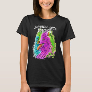 Camiseta Retrato Colorido Cachorro Spitz Japonês Pai do Pai
