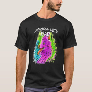 Camiseta Retrato Colorido Cachorro Spitz Japonês Pai do Pai