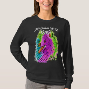 Camiseta Retrato Colorido Cachorro Spitz Japonês Pai do Pai
