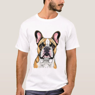 Camiseta Retrato Colorido de Bulldog Francês