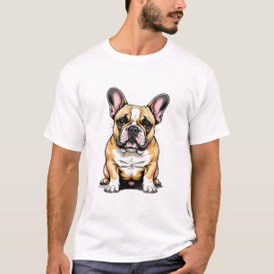 Camiseta Retrato Colorido de Bulldog Francês