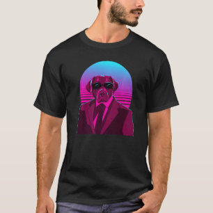 Camiseta Retrato Colorido de Labrador Retriever Vaporwave L