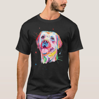 Camiseta Retrato Colorido do Labrador Amarelo Retriever