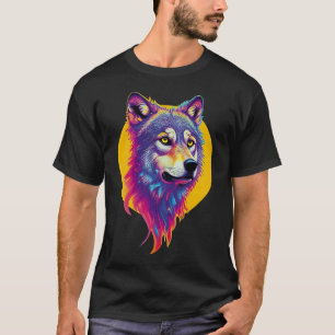 Camiseta Retrato Colorido do Lobo