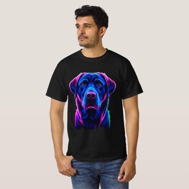 Camiseta Retrato Colorido Neon do Labrador Retriever (Frente Completa)