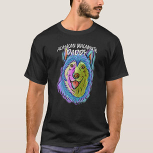 Camiseta Retrato Colorido Pai de Cachorro Malamute do Alasc