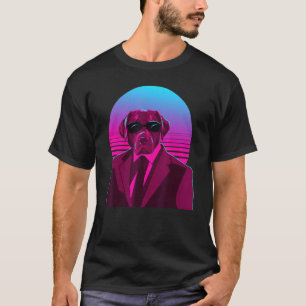 Camiseta Retrato Colorido Vaporwave do Labrador Retriever L