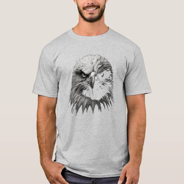 Camiseta Retrato da águia em preto e branco (Frente)